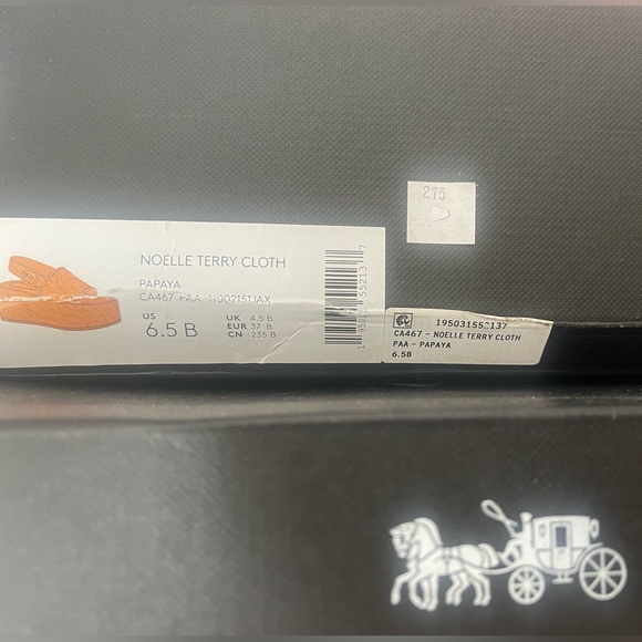 COACH Signature Noelle Sandal In Terry Cloth Size 6.5 PAPAYA, BRAND NEW in BOX - Picture 6 of 6